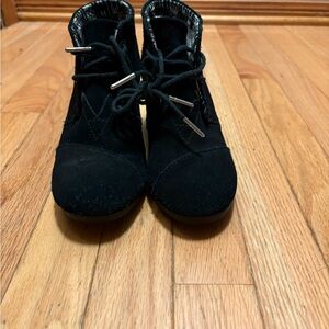 Toms Black Suede Ankle Booties Size 6